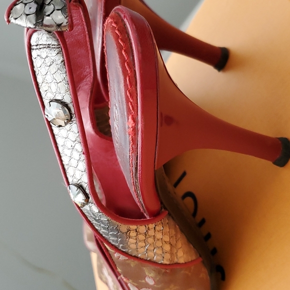 Vintage Louis Vuitton Red Heels Takashi Flower Print - Picture 7 of 9